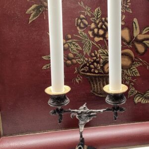 2 kandelaren brons/verzilverd