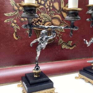 2 kandelaren brons/verzilverd