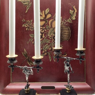 2 kandelaren brons/verzilverd 2 kandelaren brons/verzilverd