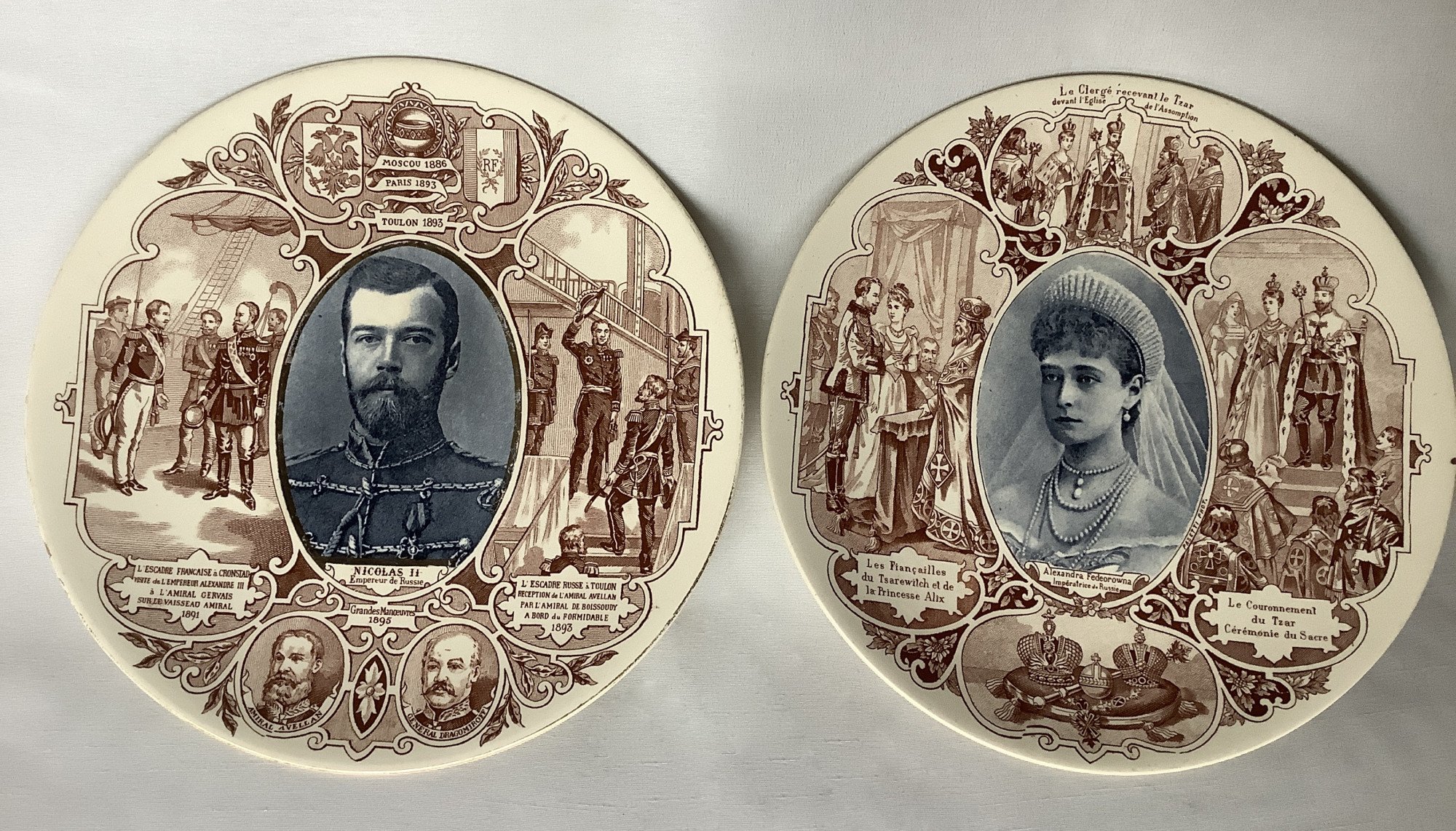 Twee Russische Wandborden Tsaar Nicolaas II en Tsarina Alexandra - ca